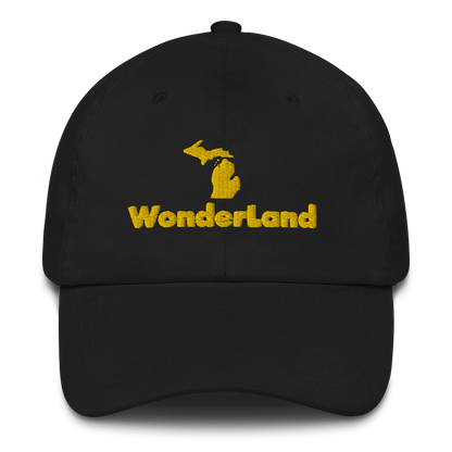 Michigan 'Wonderland' Dad Hat (Geometric Sans Font) | Gold Embroidery