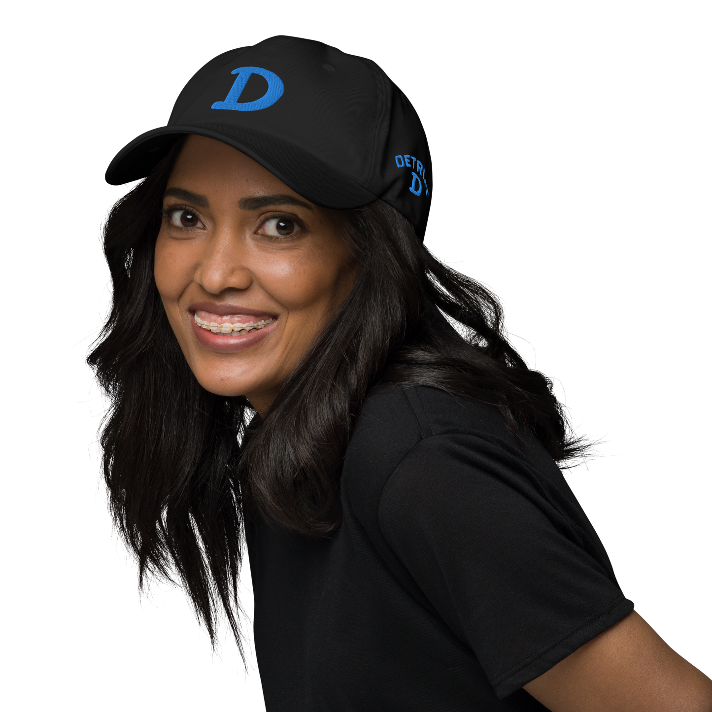 Detroit 'Old French D' Dad Hat (w/ Side Design) | Azure Embroidery