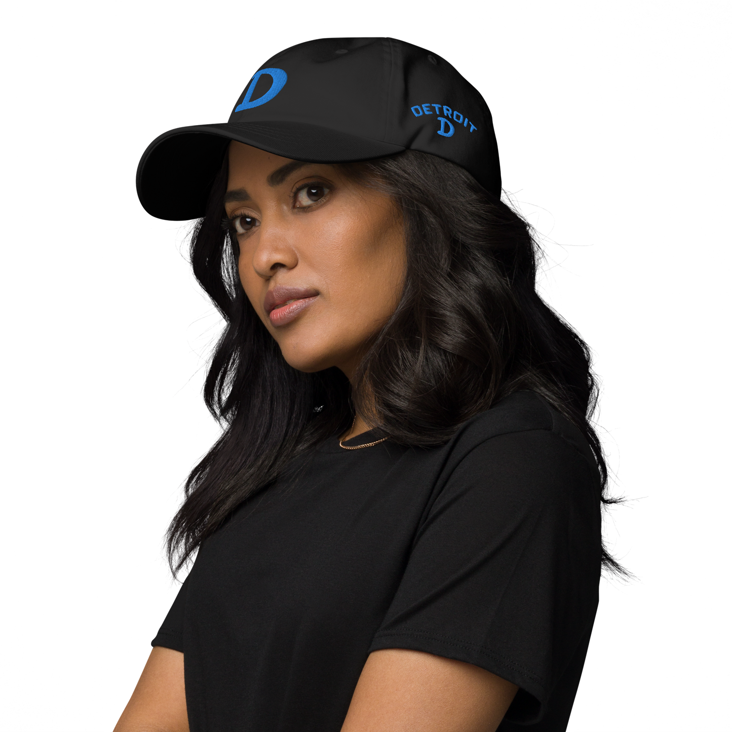 Detroit 'Old French D' Dad Hat (w/ Side Design) | Azure Embroidery