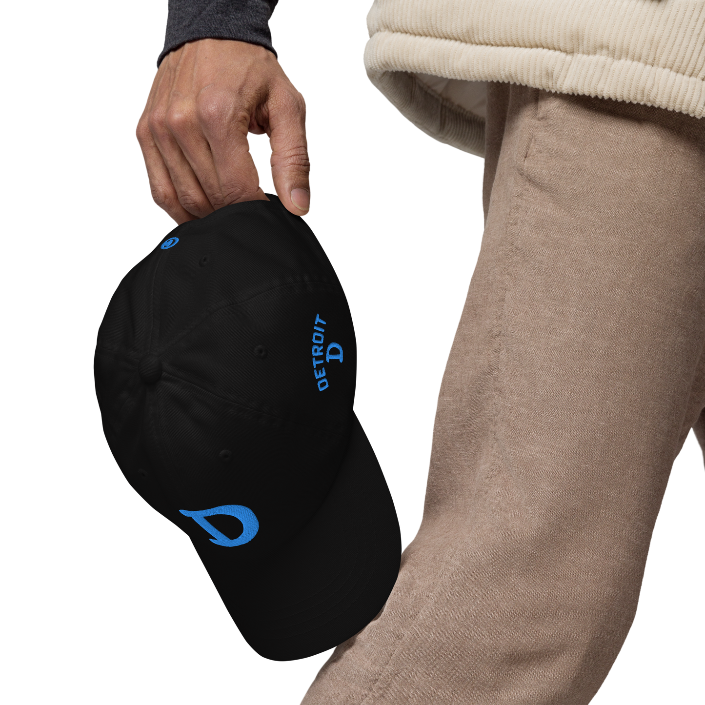 Detroit 'Old French D' Dad Hat (w/ Side Design) | Azure Embroidery