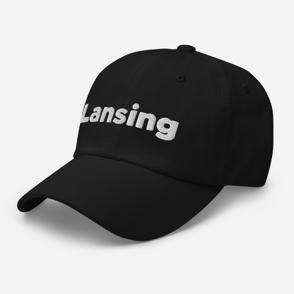 'Lansing' Dad Hat | White/Black Embroidery