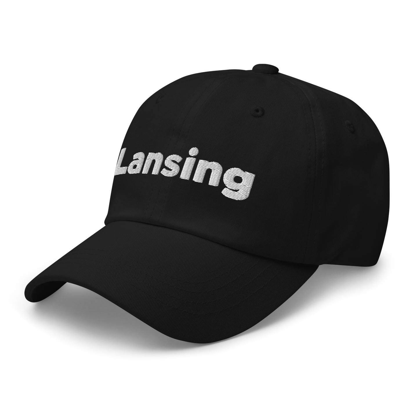 'Lansing' Dad Hat | White/Black Embroidery