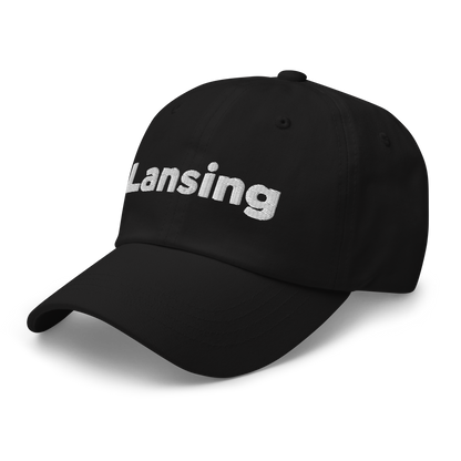 'Lansing' Dad Hat | White/Black Embroidery