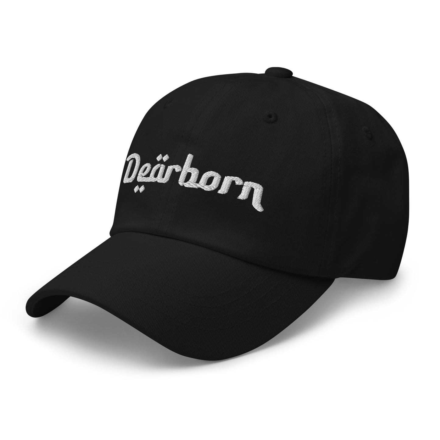 'Dearborn' Dad Hat | White/Black Embroidery