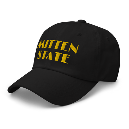 Michigan 'Mitten State' Dad Hat (Art Deco Font) | Gold Embroidery