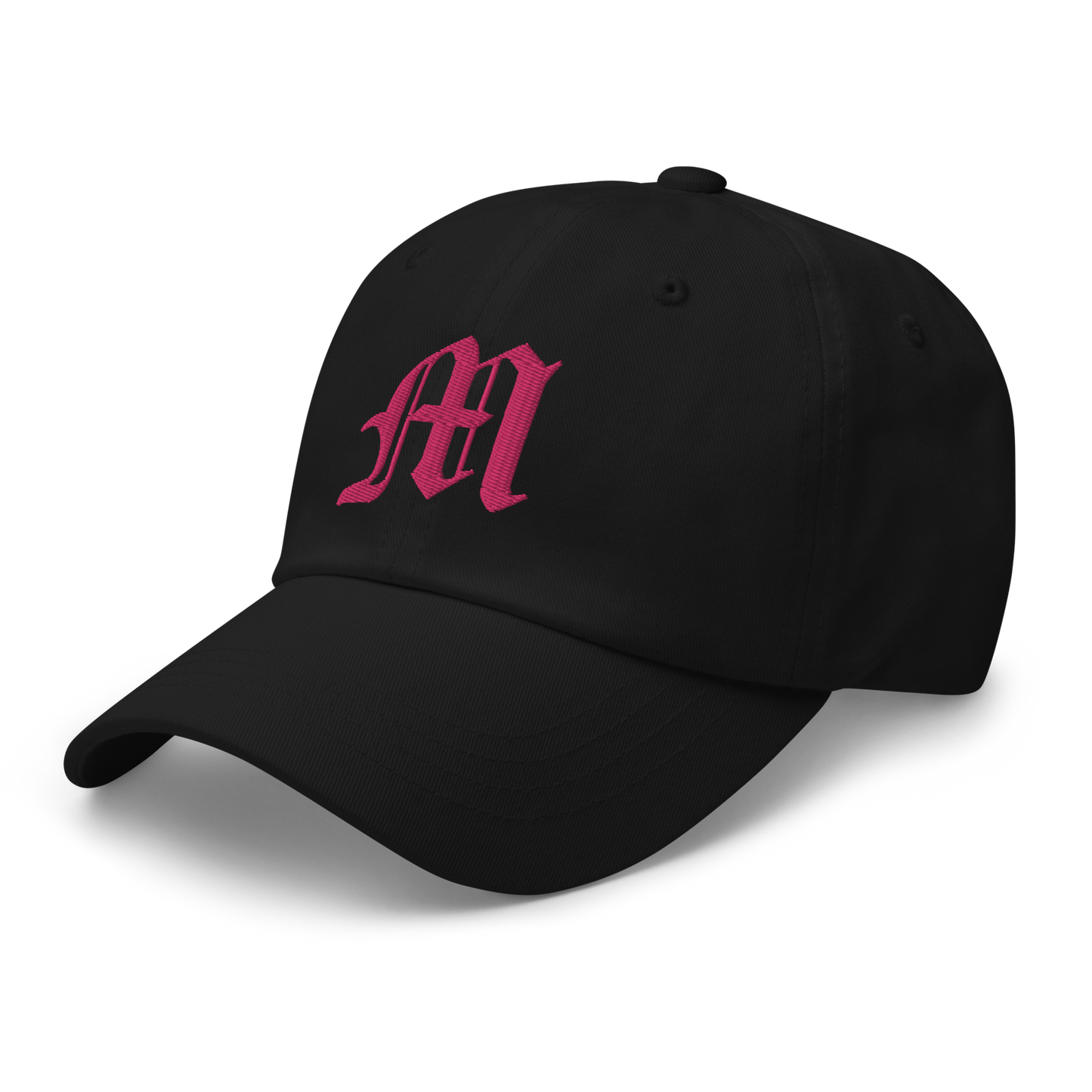 Old English 'M' Dad Hat (w/ 'Michigan' Back Design) | Pink Embroidery