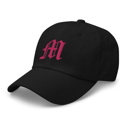 Old English 'M' Dad Hat (w/ 'Michigan' Back Design) | Pink Embroidery