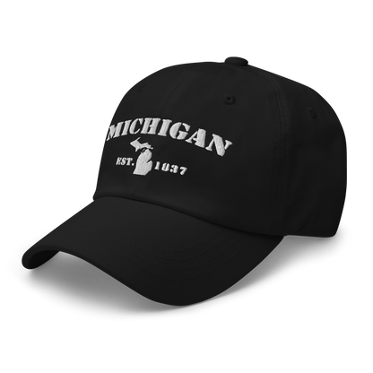 'Michigan EST 1837' Dad Hat (Army Font)