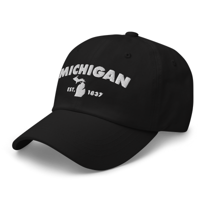 'Michigan EST 1837' Dad Hat (Geometric Sans Font)