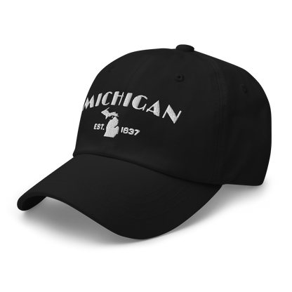 'Michigan EST 1837' Dad Hat (Theatrical Art Deco Font)