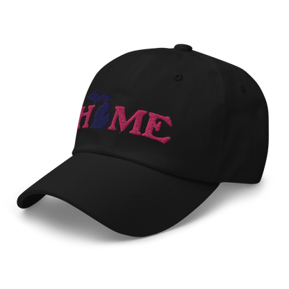 Michigan 'Home' Dad Hat (Woodcut Font) | Pink Embroidery