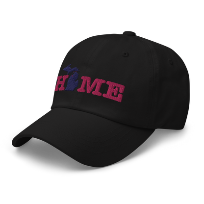 Michigan 'Home' Dad Hat (Typewriter Font) | Pink Embroidery