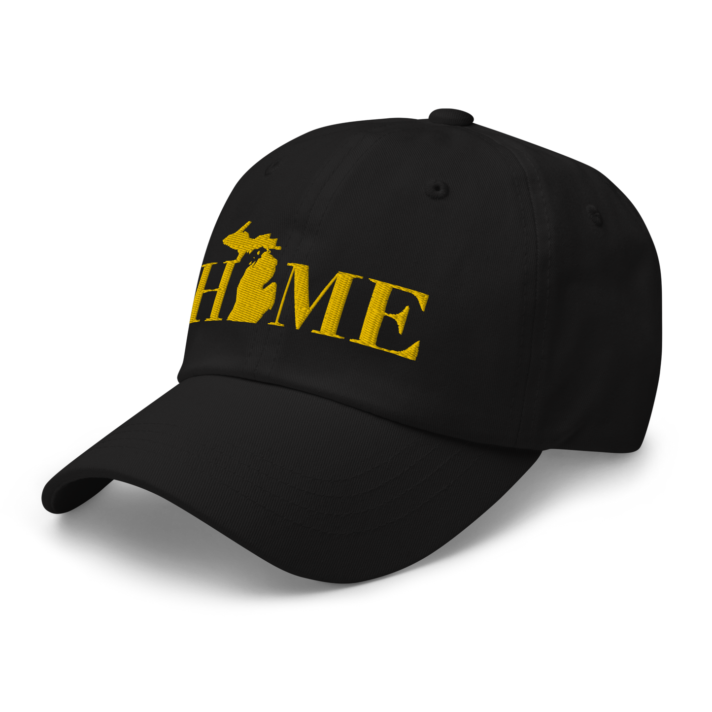 Michigan 'Home' Dad Hat (Geometric Sans Font) | Gold Embroidery