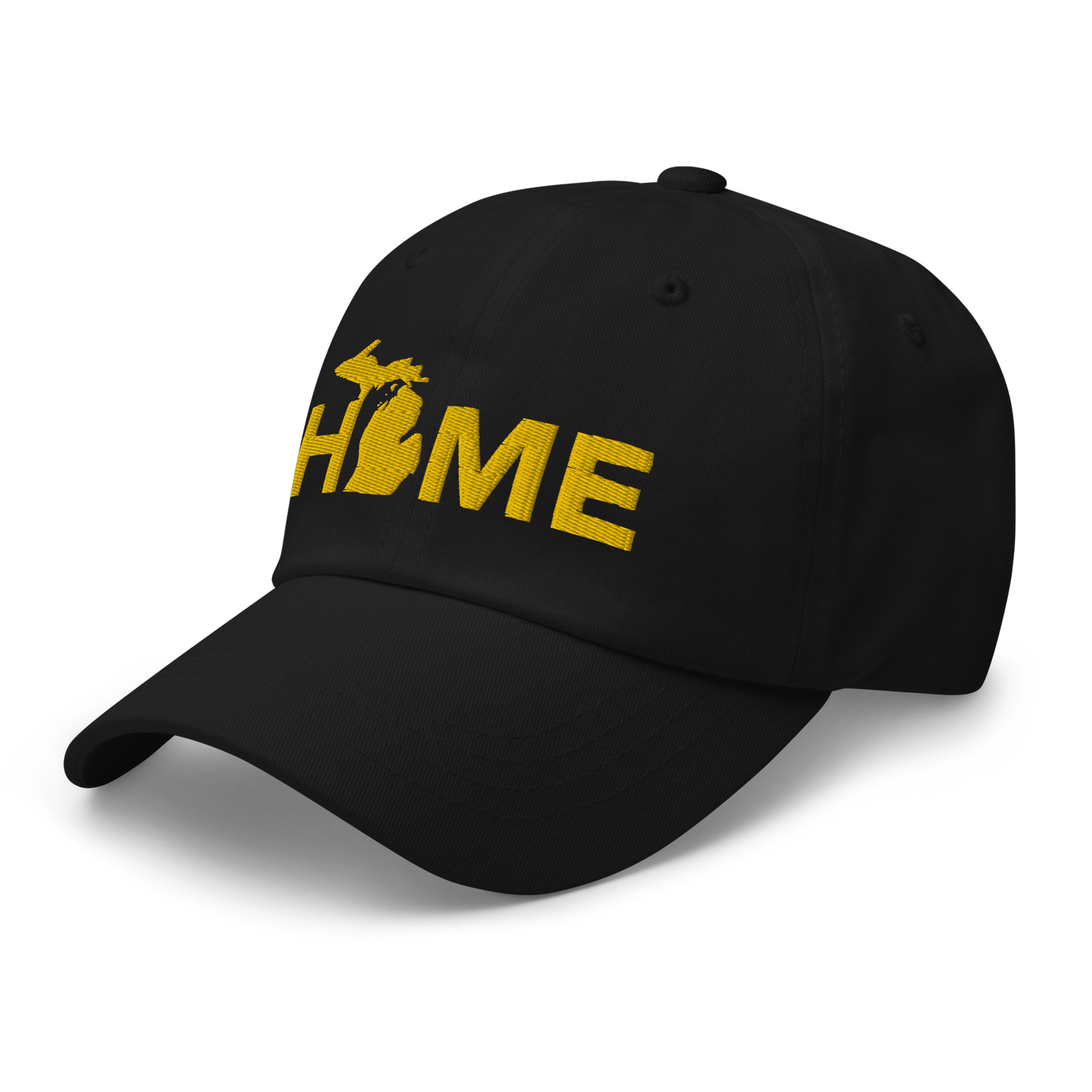 Michigan 'Home' Dad Hat (Geometric Sans Font) | Gold Embroidery