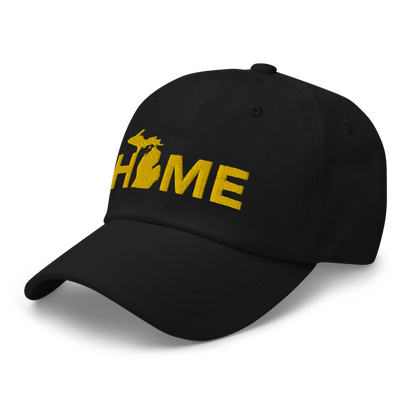 Michigan 'Home' Dad Hat (Geometric Sans Font) | Gold Embroidery