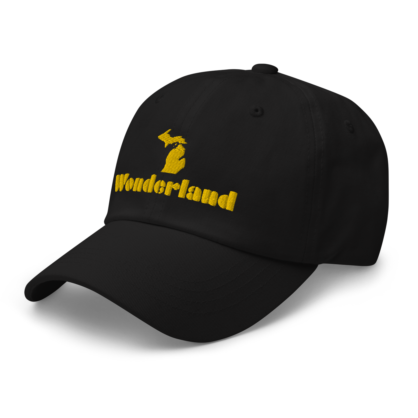 Michigan 'Wonderland' Dad Hat (Art Deco Font) [ Gold Embroidery