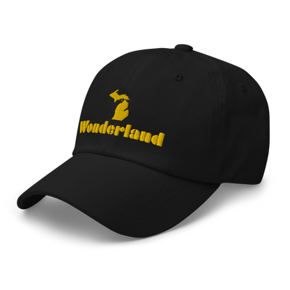 Michigan 'Wonderland' Dad Hat (Art Deco Font) [ Gold Embroidery