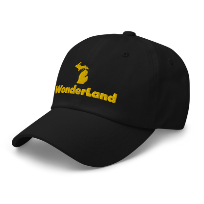 Michigan 'Wonderland' Dad Hat (Geometric Sans Font) | Gold Embroidery