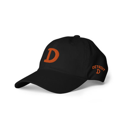 Detroit 'Old French D' Dad Hat (w/ Side Design) | Orange Embroidery