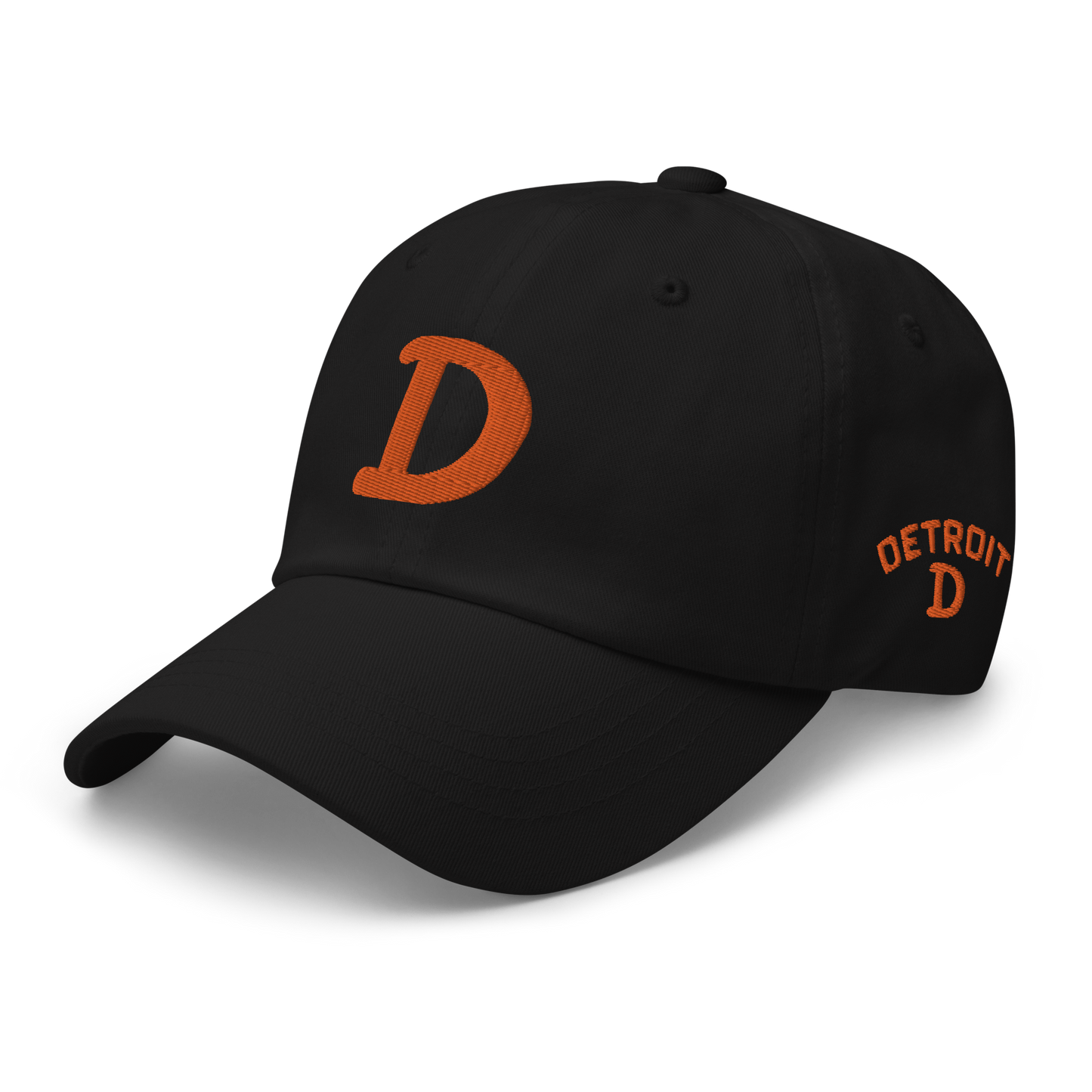 Detroit 'Old French D' Dad Hat (w/ Side Design) | Orange Embroidery