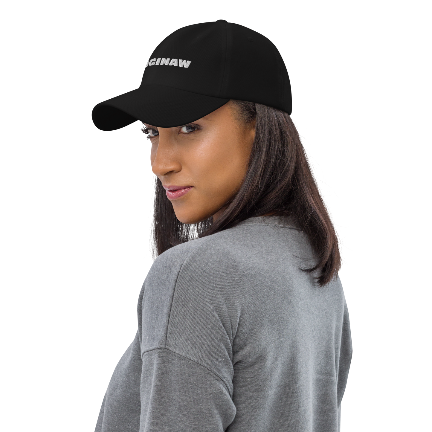 'Saginaw' Dad Hat | White/Black Embroidery