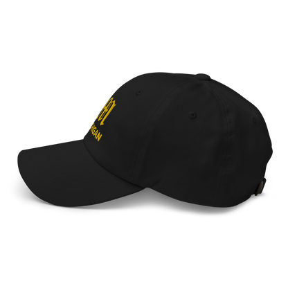 'Michigan' Dad Hat (w/ Old English M) | Gold Embroidery