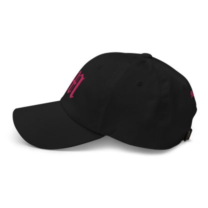 Old English 'M' Dad Hat (w/ 'Michigan' Back Design) | Pink Embroidery