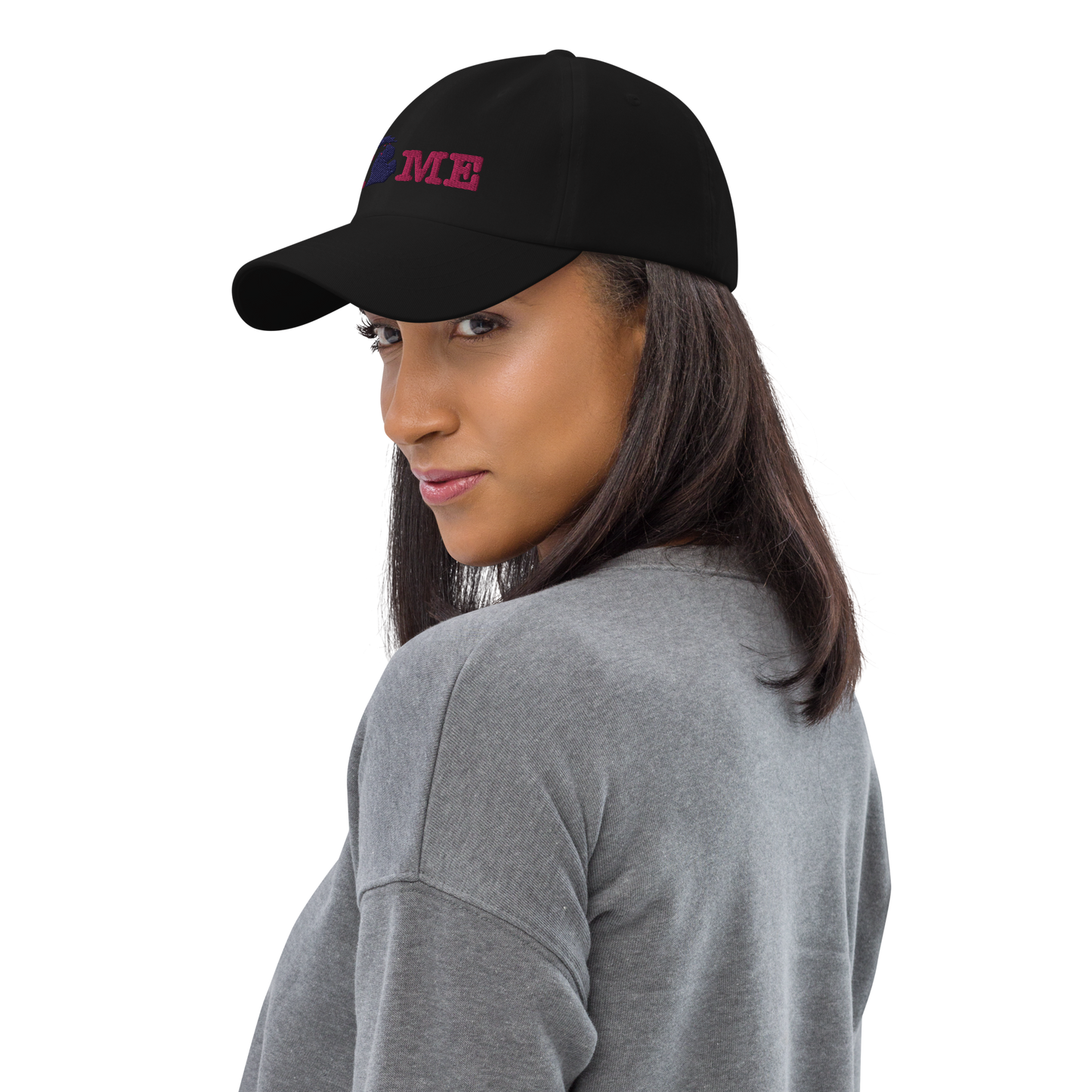 Michigan 'Home' Dad Hat (Typewriter Font) | Pink Embroidery