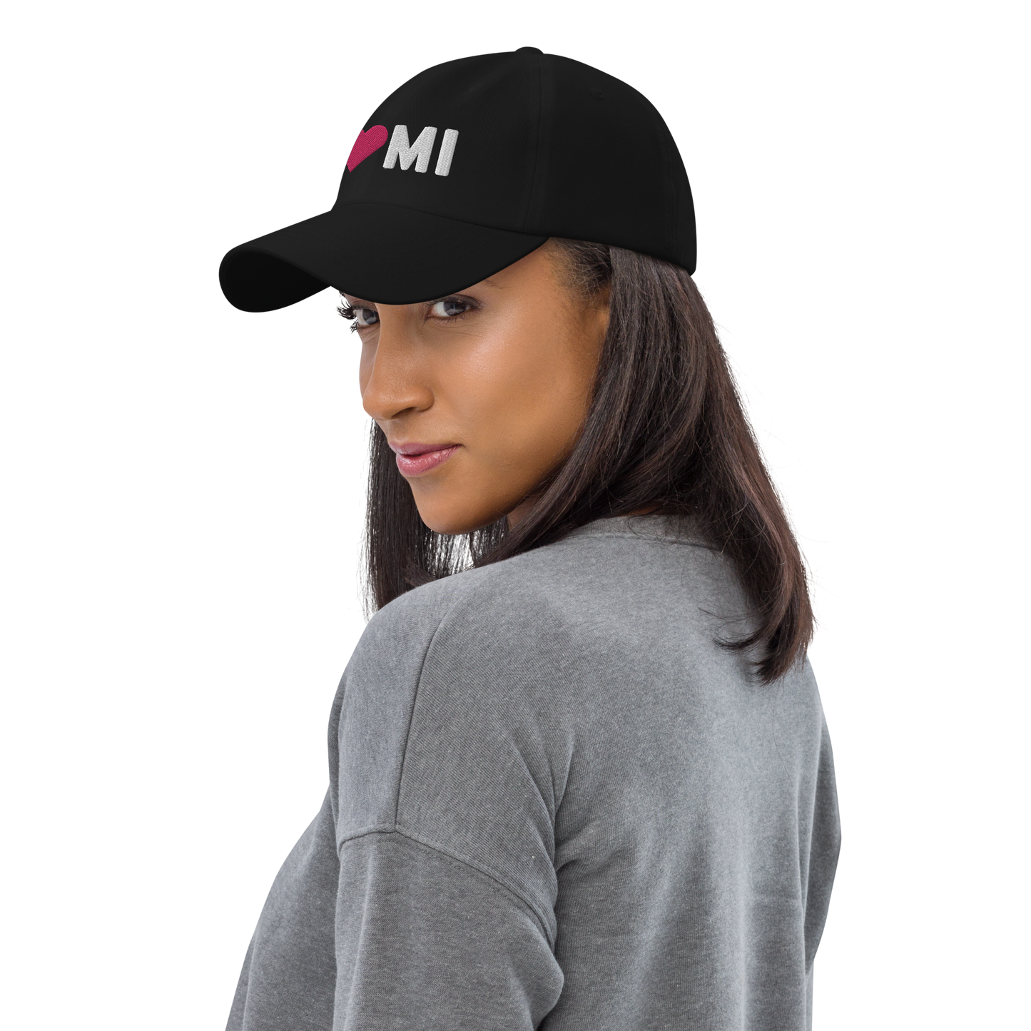 Michigan 'I ❤️ MI' Dad Hat (Rounded Swiss Font)