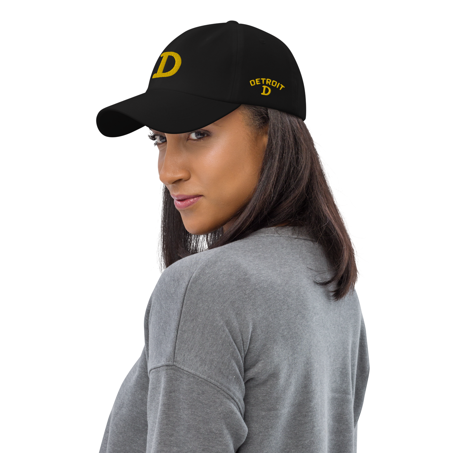 Detroit 'Old French D' Dad Hat (w/ Side Design) | Gold Embroidery