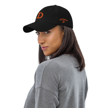 Detroit 'Old French D' Dad Hat (w/ Side Design) | Orange Embroidery