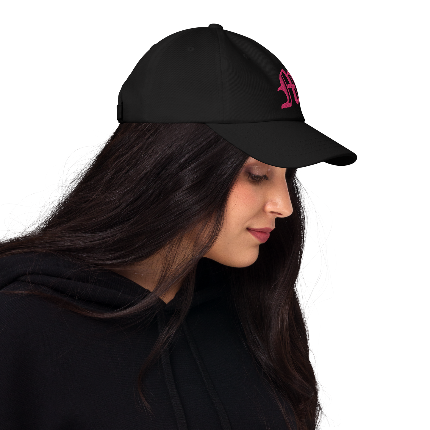 Old English 'M' Dad Hat (w/ 'Michigan' Back Design) | Pink Embroidery