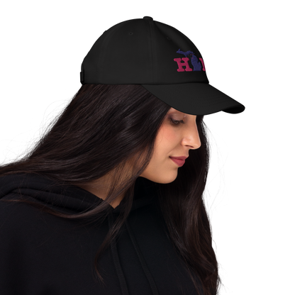 Michigan 'Home' Dad Hat (Typewriter Font) | Pink Embroidery