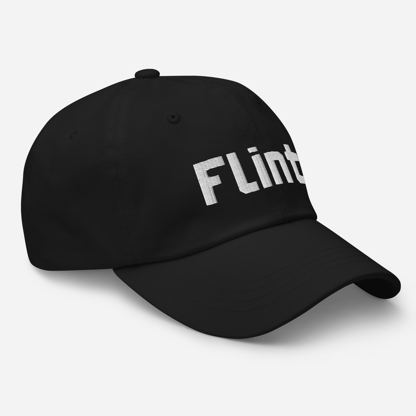 'Flint' Dad Hat | White/Black Embroidery