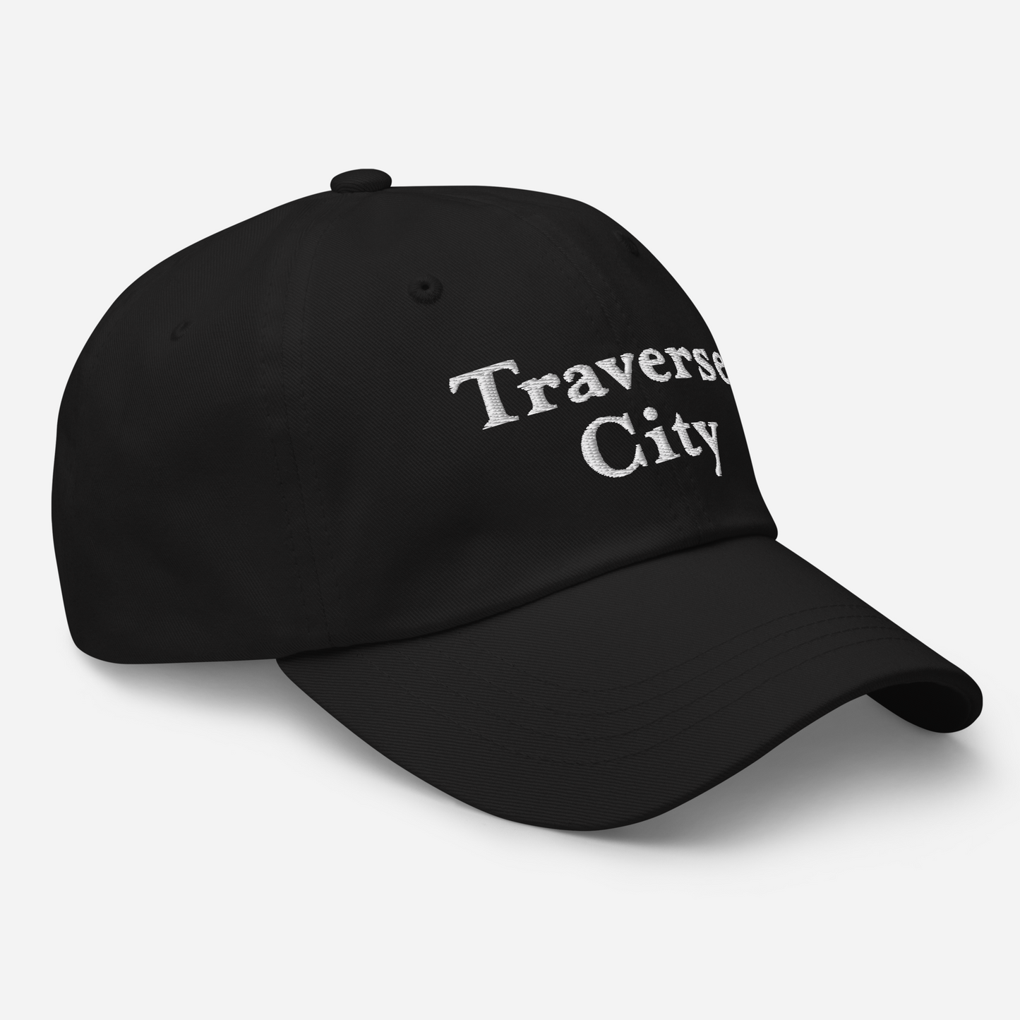 'Traverse City' Dad Hat | White/Black Embroidery