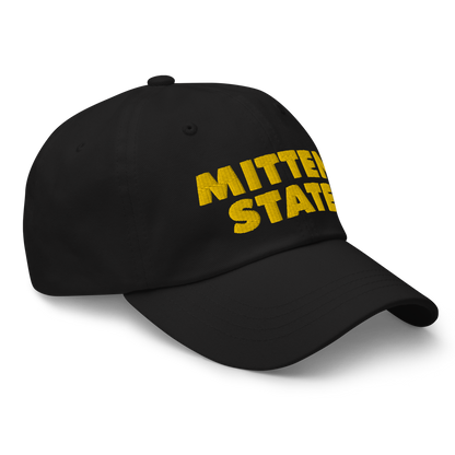 Michigan 'Mitten State' Dad Hat (Geometric Sans Font) | Gold Embroidery