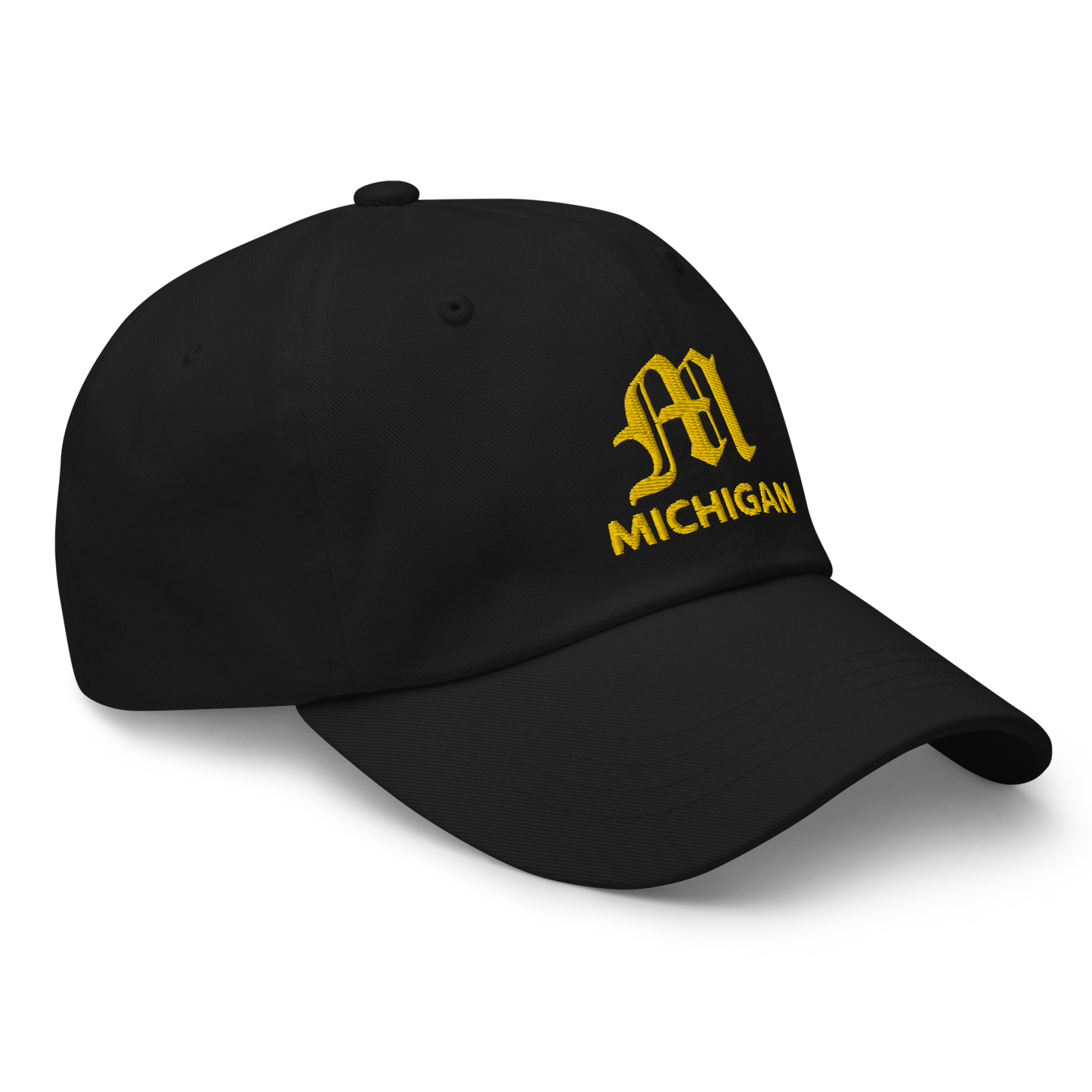 'Michigan' Dad Hat (w/ Old English M) | Gold Embroidery