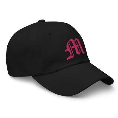 Old English 'M' Dad Hat (w/ 'Michigan' Back Design) | Pink Embroidery