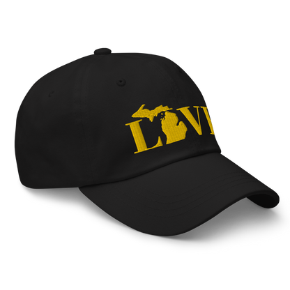 Michigan 'Love' Dad Hat (Didone Font) | Gold Embroidery