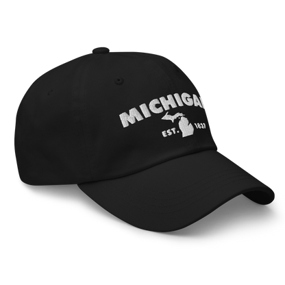 'Michigan EST 1837' Dad Hat (Geometric Sans Font)