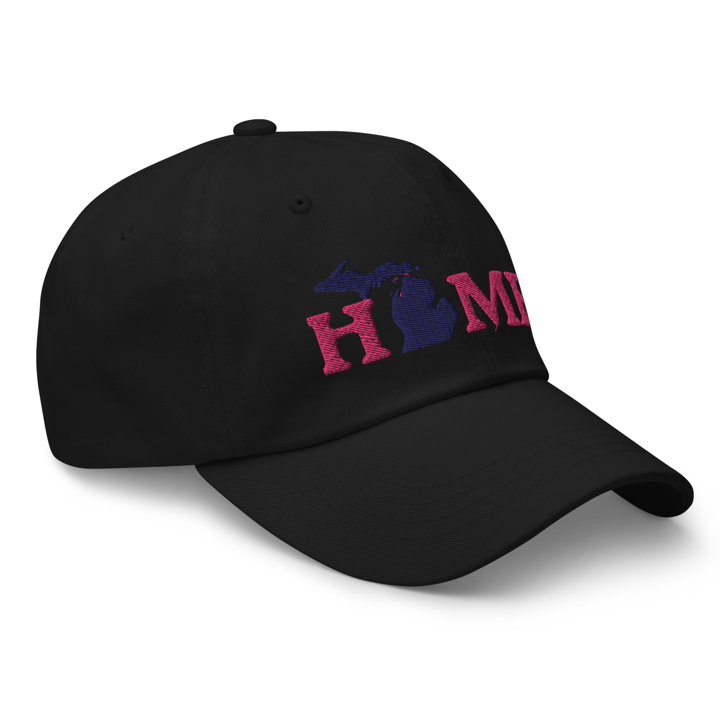 Michigan 'Home' Dad Hat (Woodcut Font) | Pink Embroidery