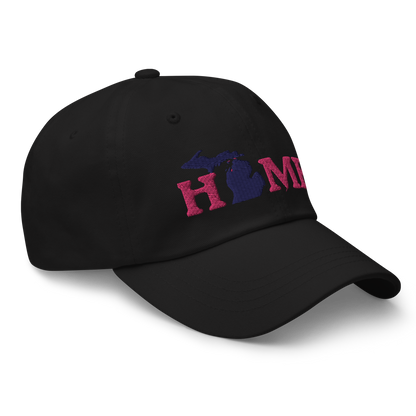 Michigan 'Home' Dad Hat (Woodcut Font) | Pink Embroidery