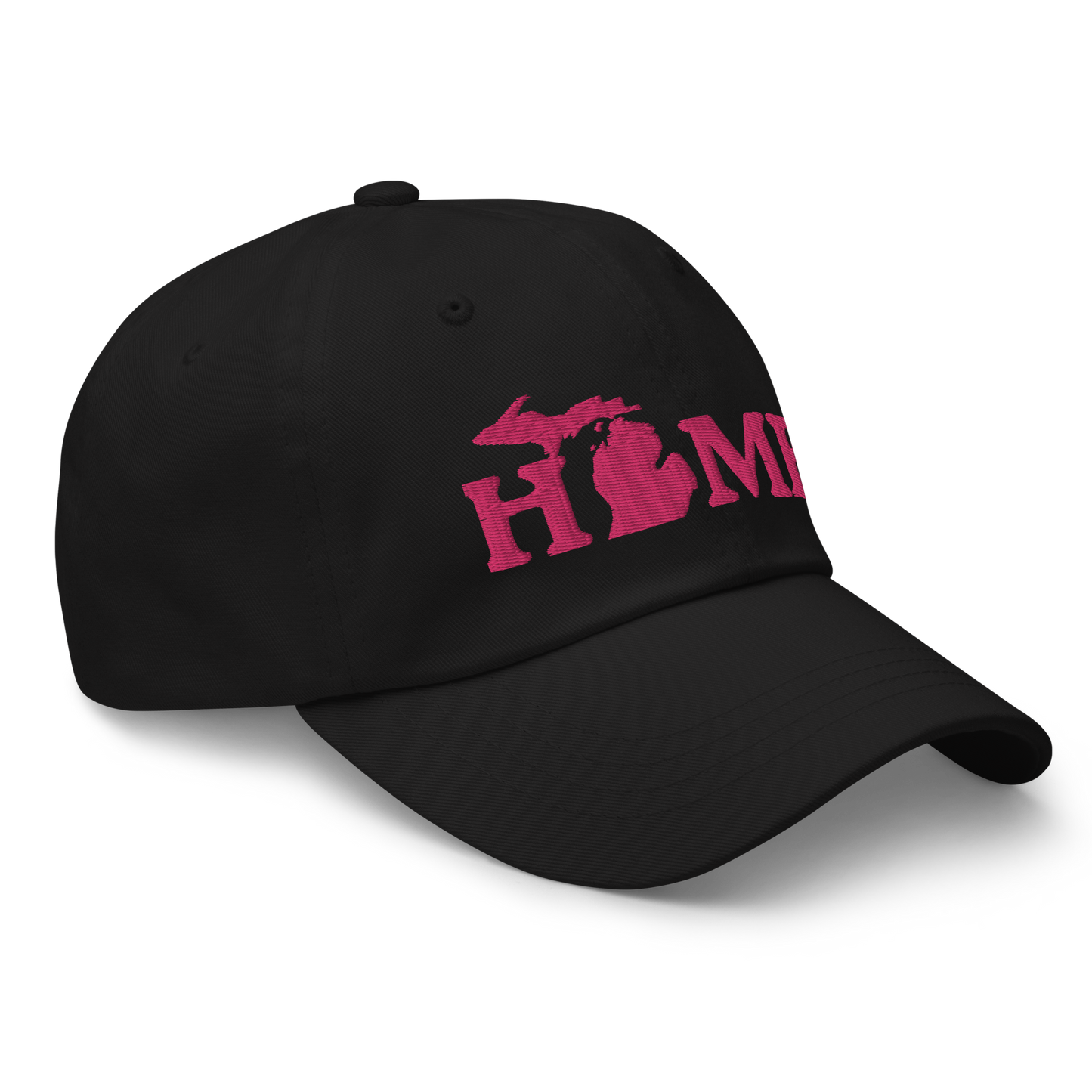 Michigan 'Home' Dad Hat (Woodcut Font) | Pink Embroidery