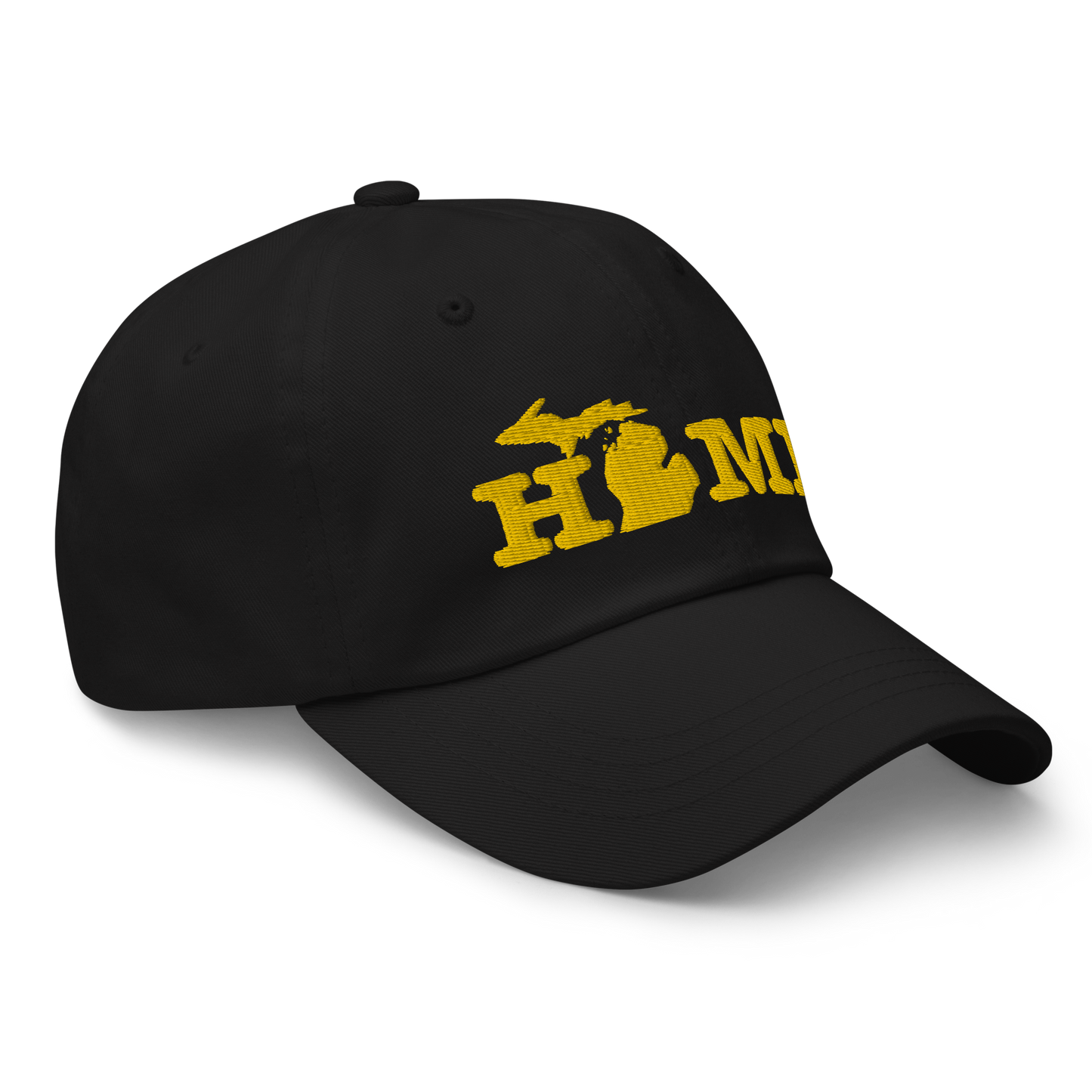 Michigan 'Home' Dad Hat (Typewriter Font) | Gold Embroidery