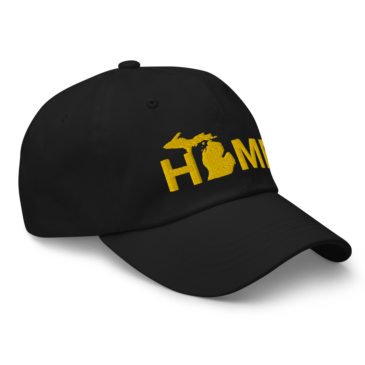 Michigan 'Home' Dad Hat (Geometric Sans Font) | Gold Embroidery