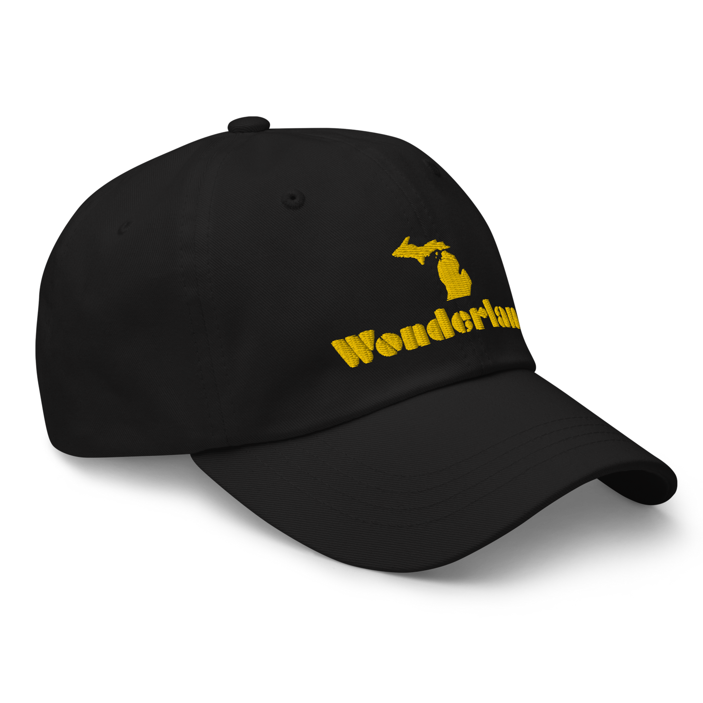 Michigan 'Wonderland' Dad Hat (Art Deco Font) [ Gold Embroidery