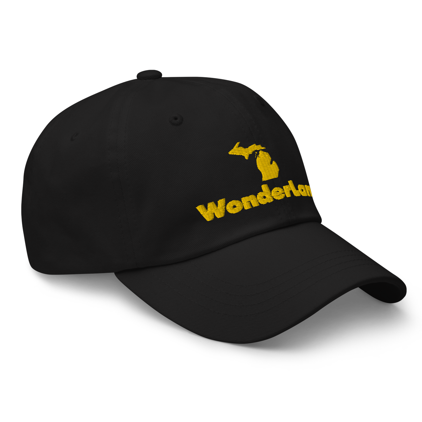 Michigan 'Wonderland' Dad Hat (Geometric Sans Font) | Gold Embroidery