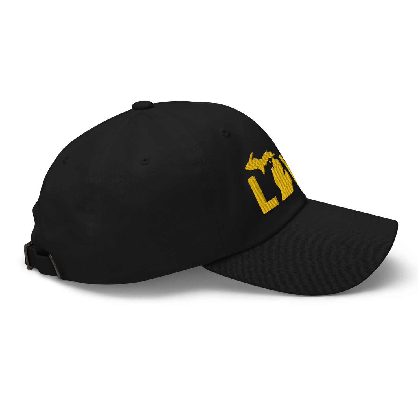 Michigan 'Love' Dad Hat (Geometric Sans Font) | Gold Embroidery