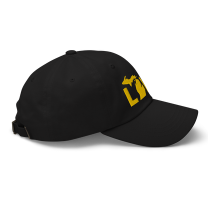 Michigan 'Love' Dad Hat (Geometric Sans Font) | Gold Embroidery