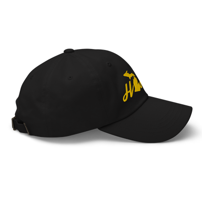 Michigan 'Home' Dad Hat (Script Font) | Gold Embroidery